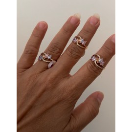 Xuping Rose Gold Numaralı Renkli Damla Taşlı Yüzük