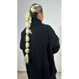 Nunu By Balıksırtı Desenli Siyah Oversize Hırka