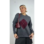 Nunu By Misty Grey Gri Bordo Baklava Desen Kazak