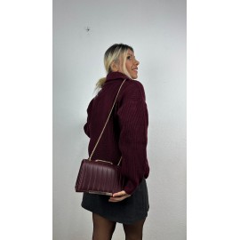 Nunu By Cosy Comfort Bordo Polo Yaka Fermuarlı Kazak 