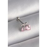 316L Çelik Gümüş Renk Pembe Zirkon Taşlı Kalp Tragus Piercing