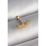 316L Çelik Gold Renk Zirkon Taşlı Çiçek Tragus Piercing