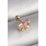 316L Çelik Gold Renk Pembe Zirkon Taşlı Fiyonk Tragus Piercing