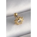 316L Çelik Gold Renk Zirkon Taşlı Güneş Tragus Piercing