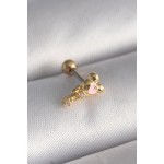 316L Çelik Gold Renk Zirkon Taş Detay Pembe Kalp İşleme Tragus Piercing