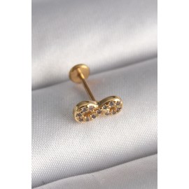 316L Çelik Gold Renk Zirkon Taşlı Sonsuzluk Model Tragus Piercing