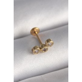 316L Çelik Gold Renk Zirkon Taşlı Tragus Piercing