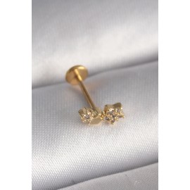 316L Çelik Gold Renk Zirkon Taşlı Yıldız Model Tragus Piercing